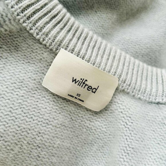 Wilfred Ice Blue Pure Cashmere Crewneck Sweater with Ribbed Hem – US XS - Picture 10 of 10